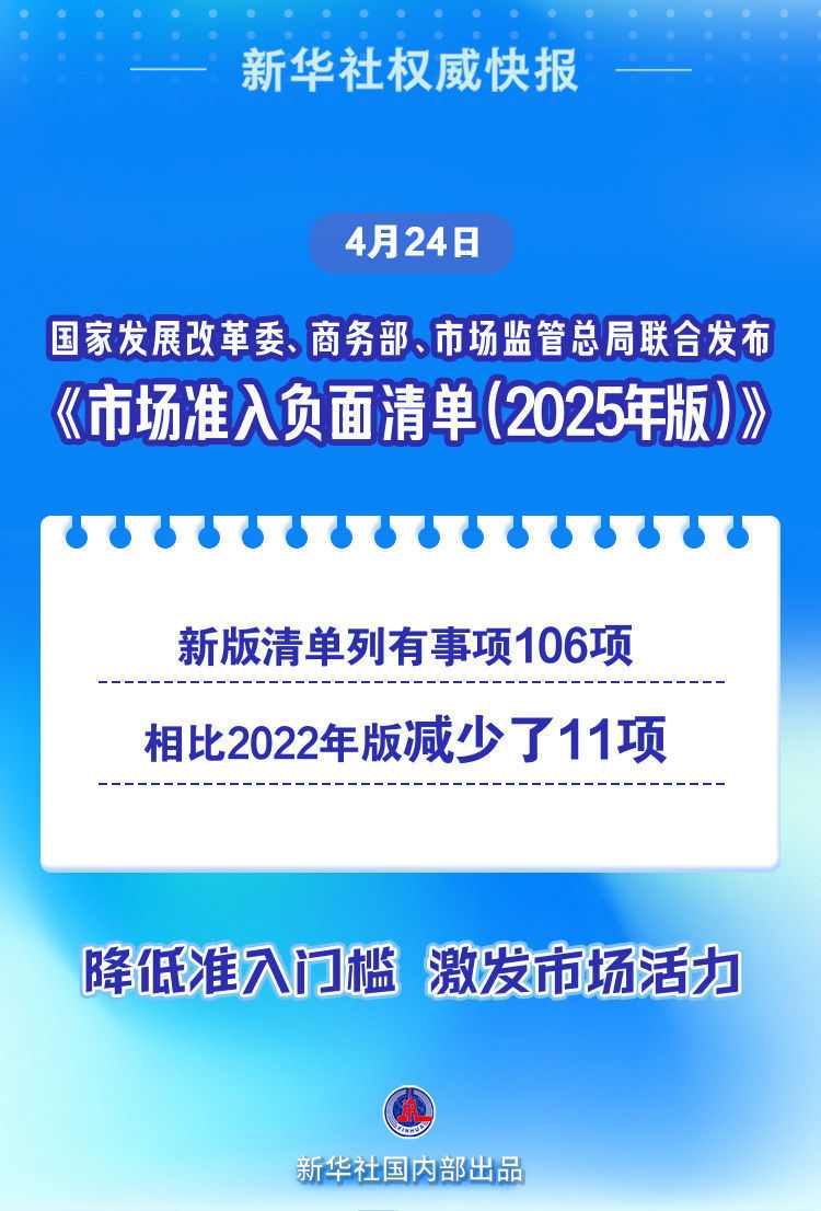 新华社权威快报｜减少11项！《市场准入负面清单（2025年版）》发布(图1)